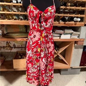 LOFT Red and Yellow Floral Dress
